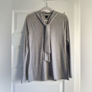 Gray dressy top with tie at neck